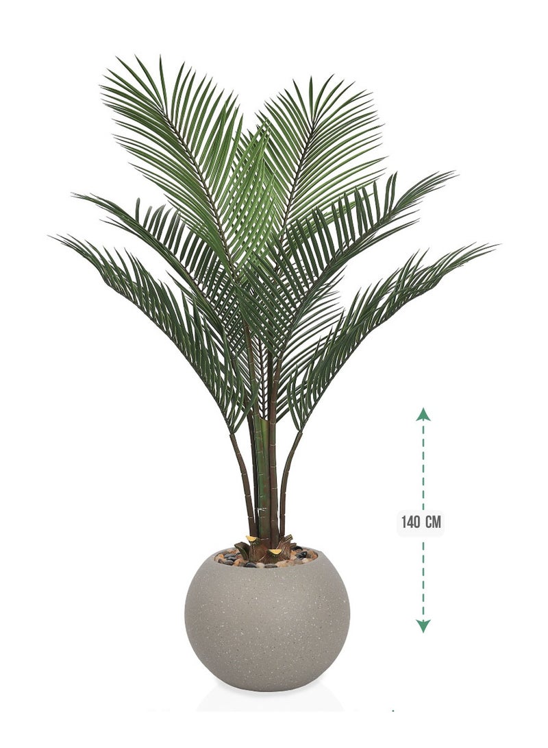 تالا شجرة أريكا صناعية 7 فروع بارتفاع 140 سم – أوراق نخيلية كثيفة بتصميم واقعي مع حوض بلاستيك أنيق للديكور الداخلي - Image 1